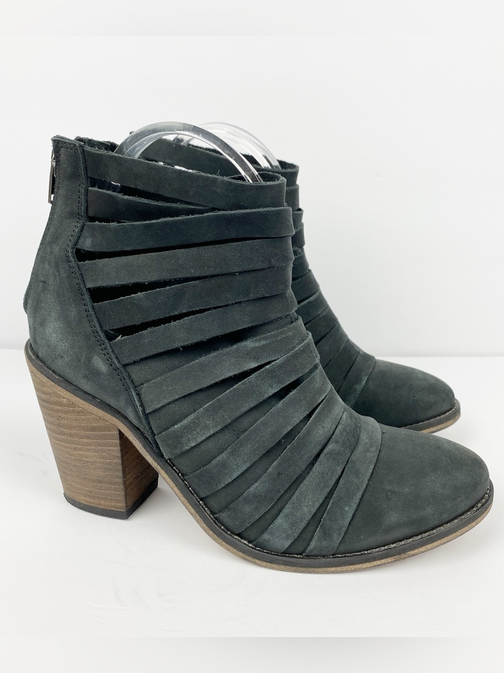 Free People Boots Shoes Womens 8.5/39 Strappy Hybrid Ankle Booties Black Leather
